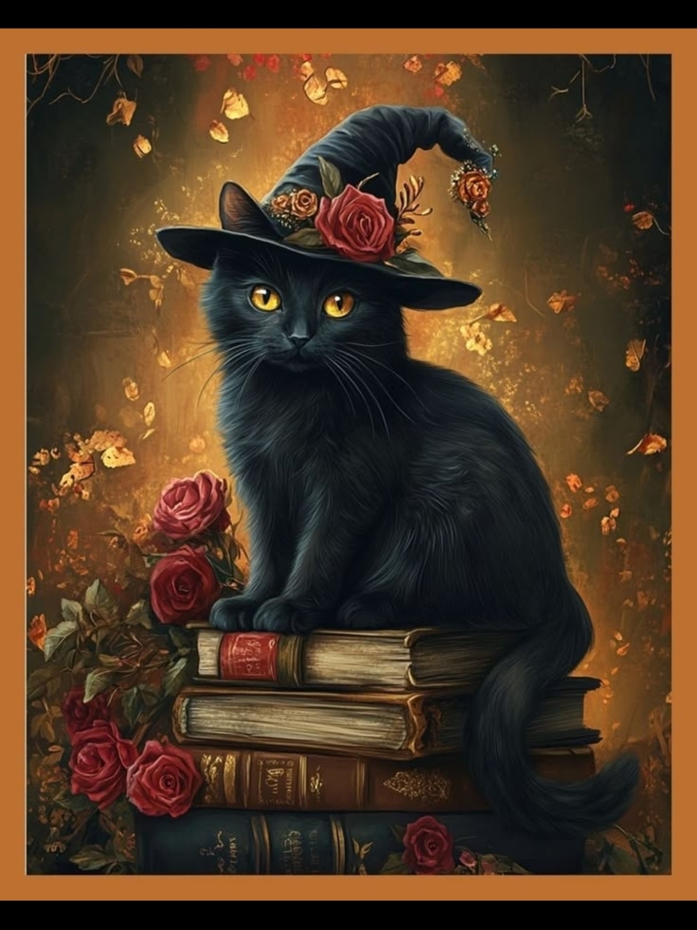 Custom Fridge Magnet Black Cat Witch Hat